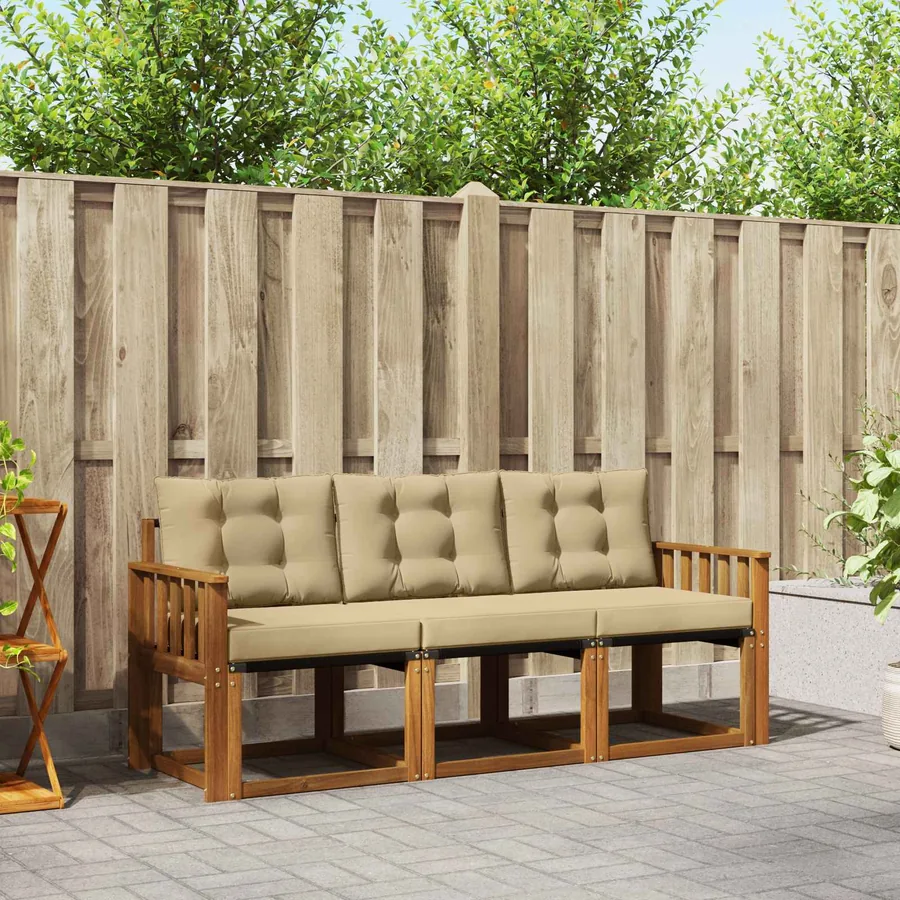 Ensemble de canapés d'extérieur 3 pcs Naturel et Beige