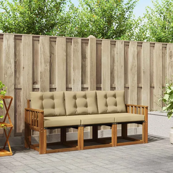 Ensemble de canapés d'extérieur 3 pcs Naturel et Beige