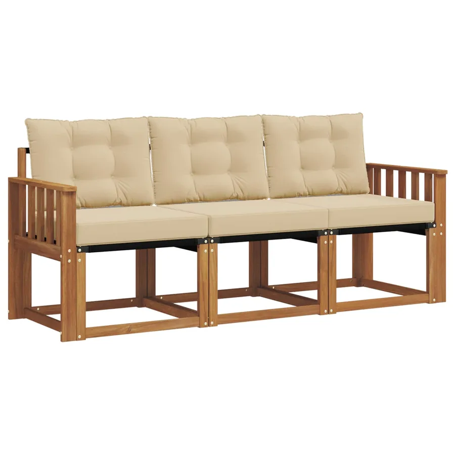 Ensemble de canapés d'extérieur 3 pcs Naturel et Beige - 2