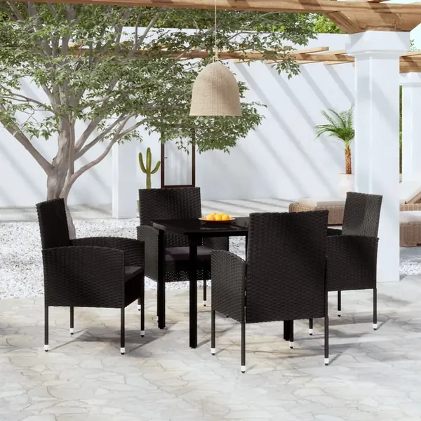 Ensemble à manger de jardin 5 pcs Noir