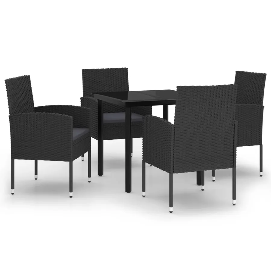 Ensemble à manger de jardin 5 pcs Noir - 2