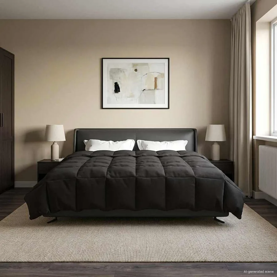 Duvet d'hiver Matelassé Anthracite 240 x 260 cm Microfibre