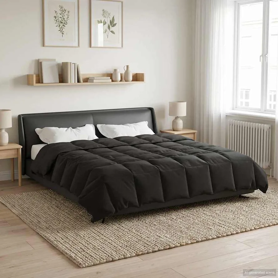 Duvet d'hiver Matelassé Anthracite 240 x 260 cm Microfibre - 4