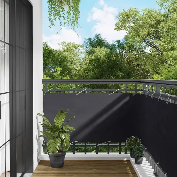 Écran de balcon Noir 75 x 200 cm Oxford alu enduit de PU