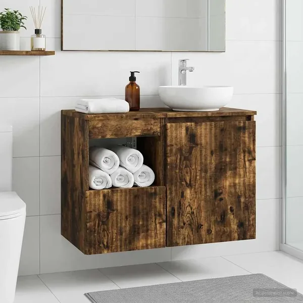 Armoire de salle de bain Chêne fumé 30 x 35 x 50 cm