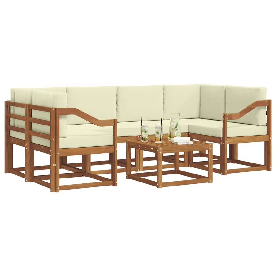 Ensemble de canapés d'extérieur 7 pcs Naturel et Crème - 3