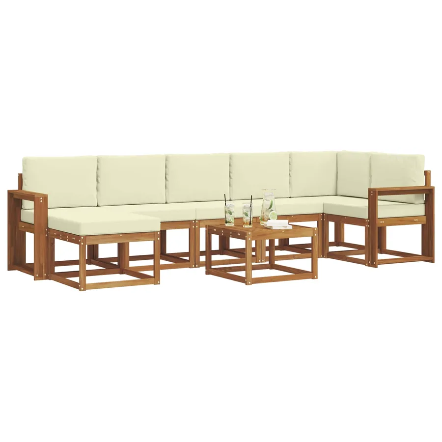 Ensemble de canapés d'extérieur 8 pcs Naturel et Crème - 3