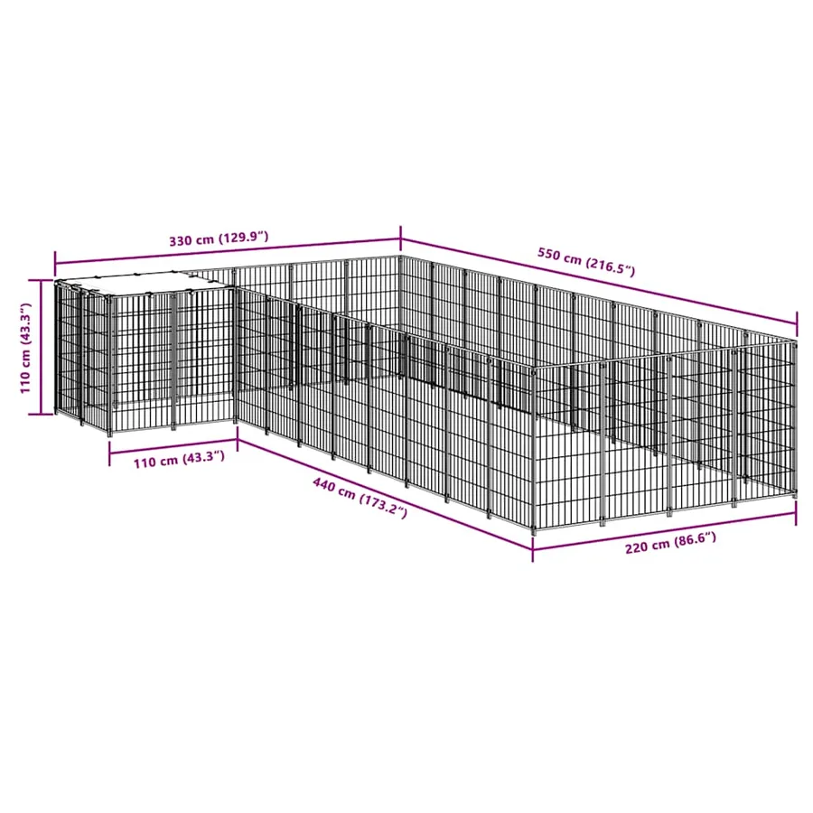 Chenil Noir 13,31 m² Acier - 7