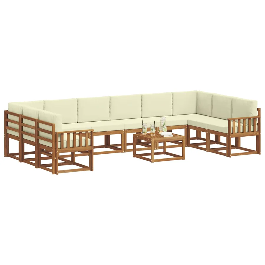 Ensemble de canapés d'extérieur 11 pcs Naturel et Crème - 3