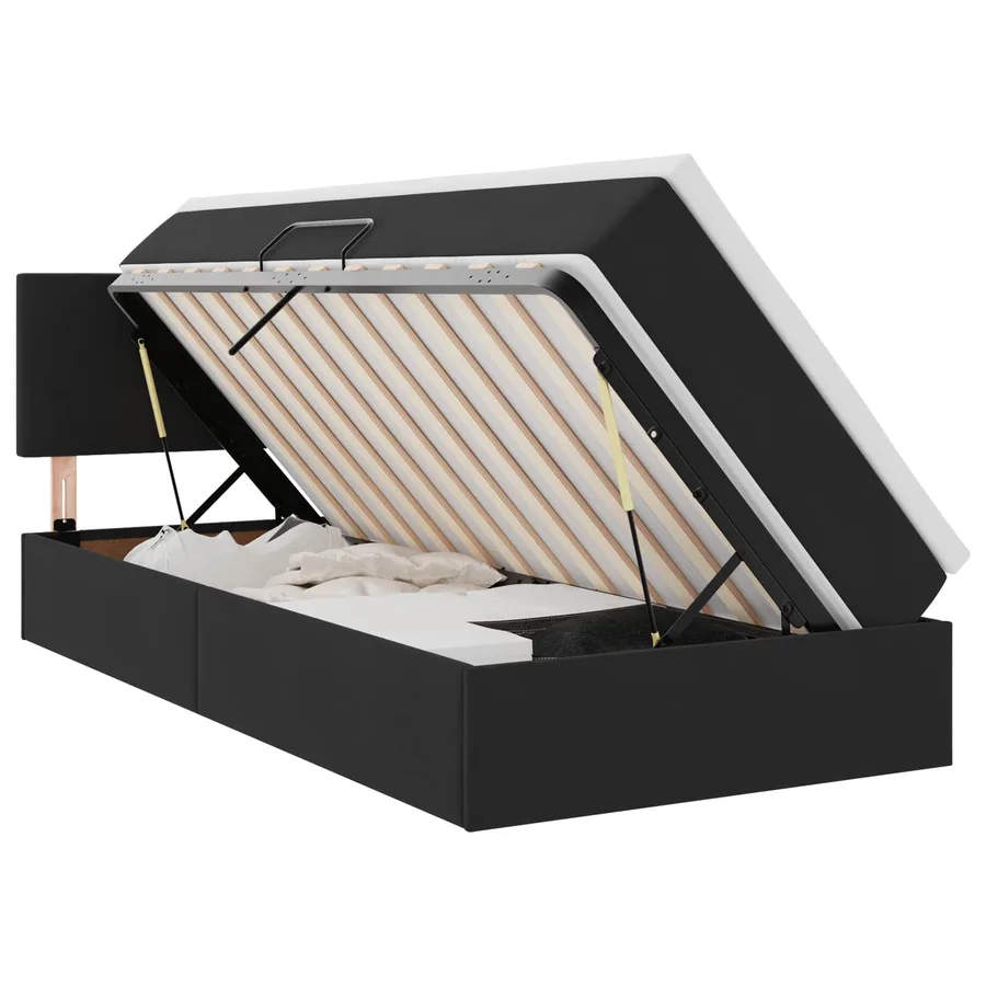 Lit de Rangement avec matelas Noir 90 x 190 cm Velours - 2