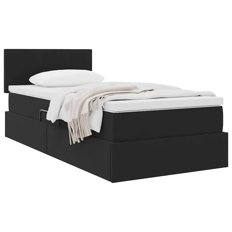 Lit de Rangement avec matelas Noir 90 x 190 cm Velours - 3