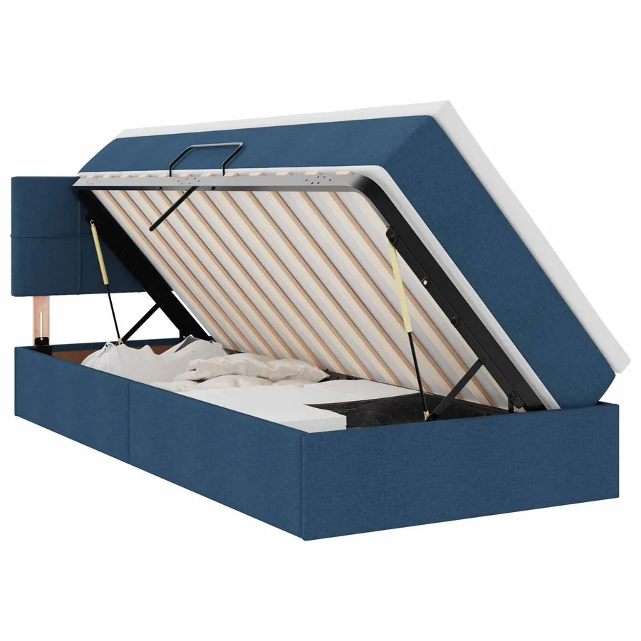 Lit avec rangement et matelas avec matelas Bleu 100 x 200 cm - 2