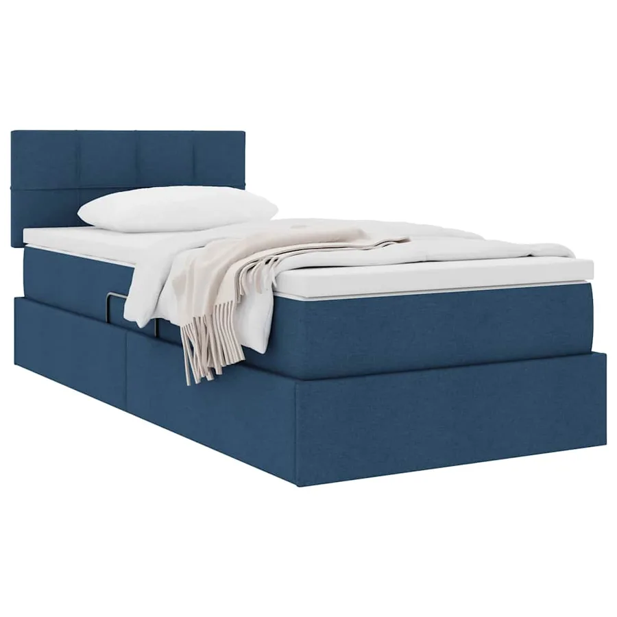 Lit avec rangement et matelas avec matelas Bleu 100 x 200 cm - 3