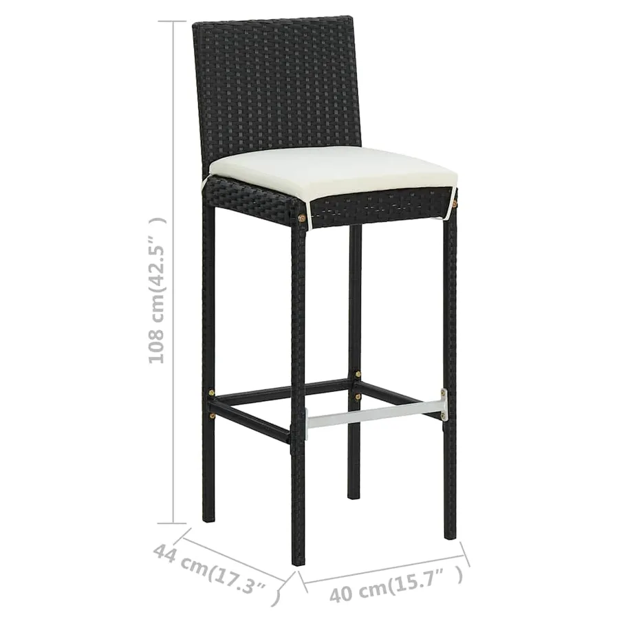 Ensemble de bar de jardin avec coussins 9 pcs Noir - 12