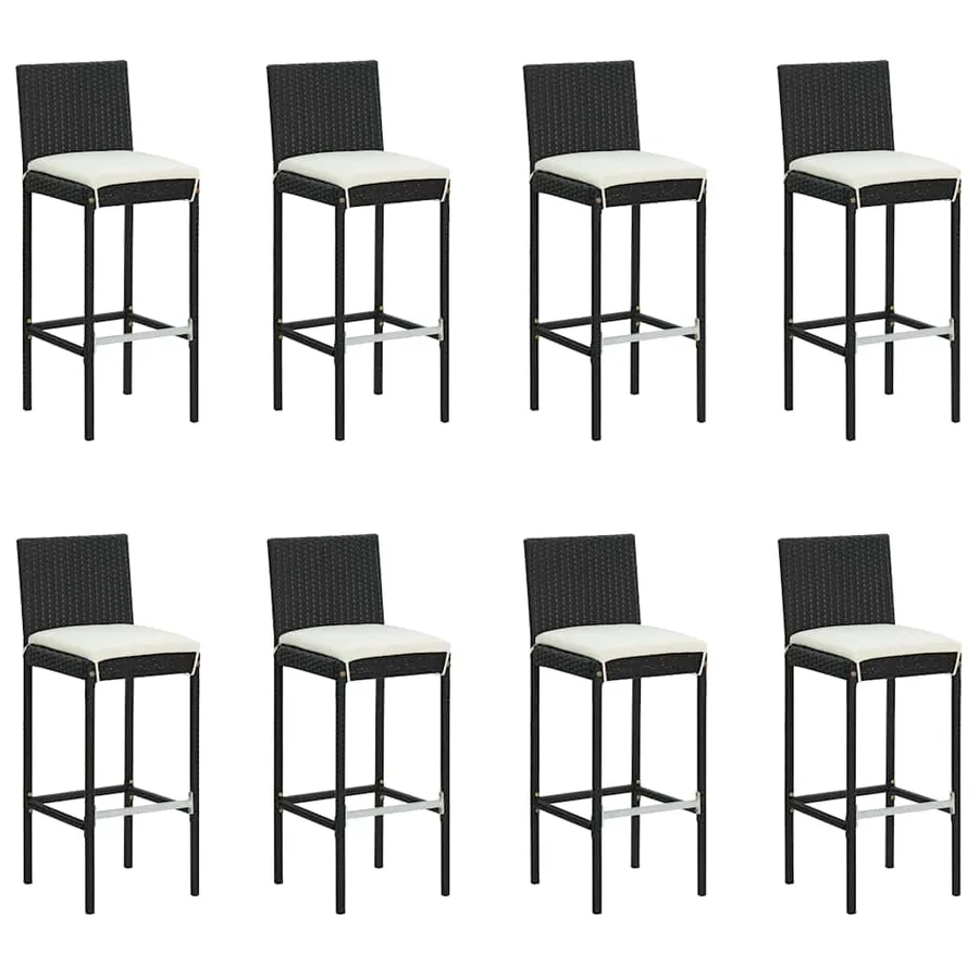 Ensemble de bar de jardin avec coussins 9 pcs Noir - 7