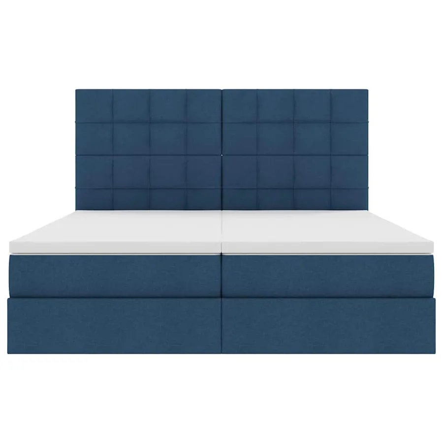 Lit de Rangement avec tête de lit Bleu 200 x 200 cm Tissu - 8