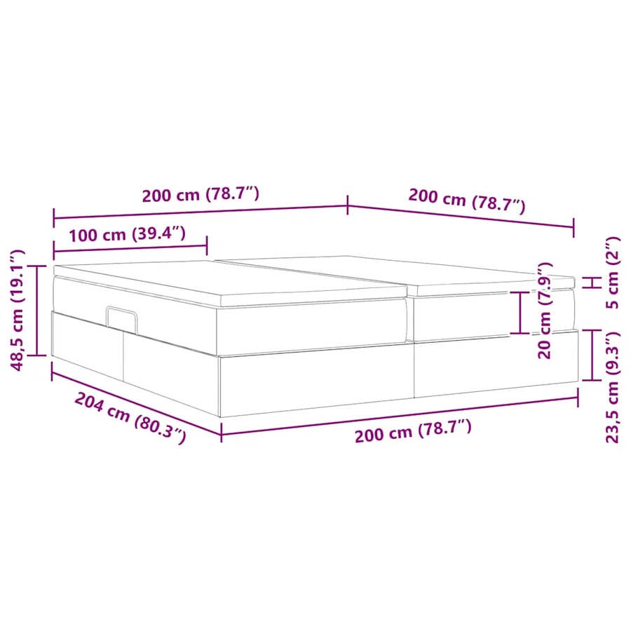 Lit avec rangement et matelas Bleu 200 x 200 cm Polyester - 13