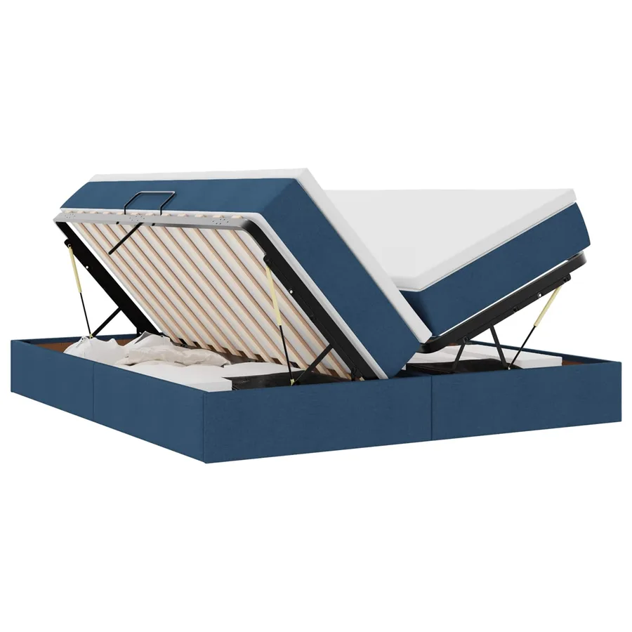 Lit avec rangement et matelas Bleu 200 x 200 cm Polyester - 2
