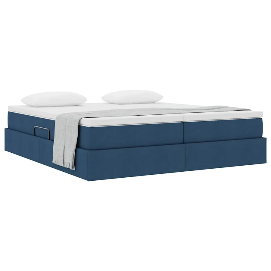 Lit avec rangement et matelas Bleu 200 x 200 cm Polyester - 3