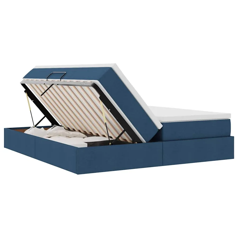 Lit avec rangement et matelas Bleu 200 x 200 cm Polyester - 7
