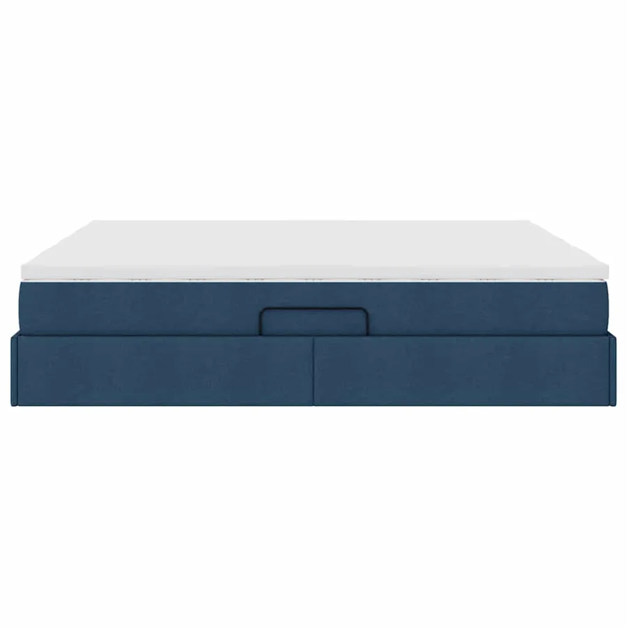Lit avec rangement et matelas Bleu 200 x 200 cm Polyester - 9