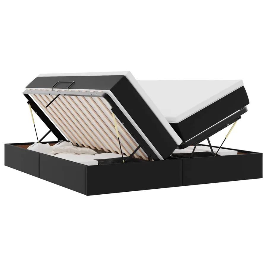 Lit avec rangement et matelas avec matelas Noir 180 x 200 cm - 2