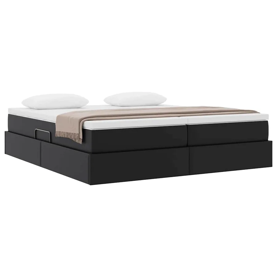 Lit avec rangement et matelas avec matelas Noir 180 x 200 cm - 3