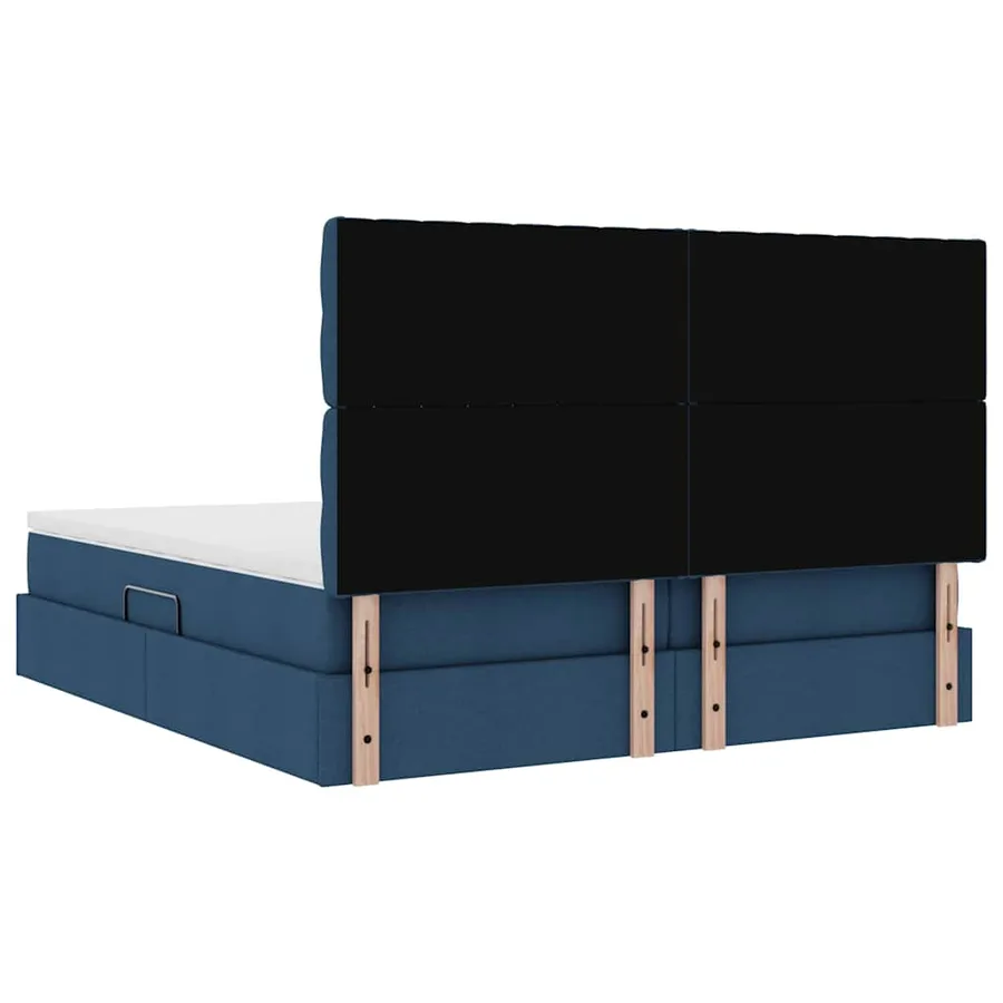 Lit de rangement LED avec matelas Bleu 200 x 200 cm Tissu - 13