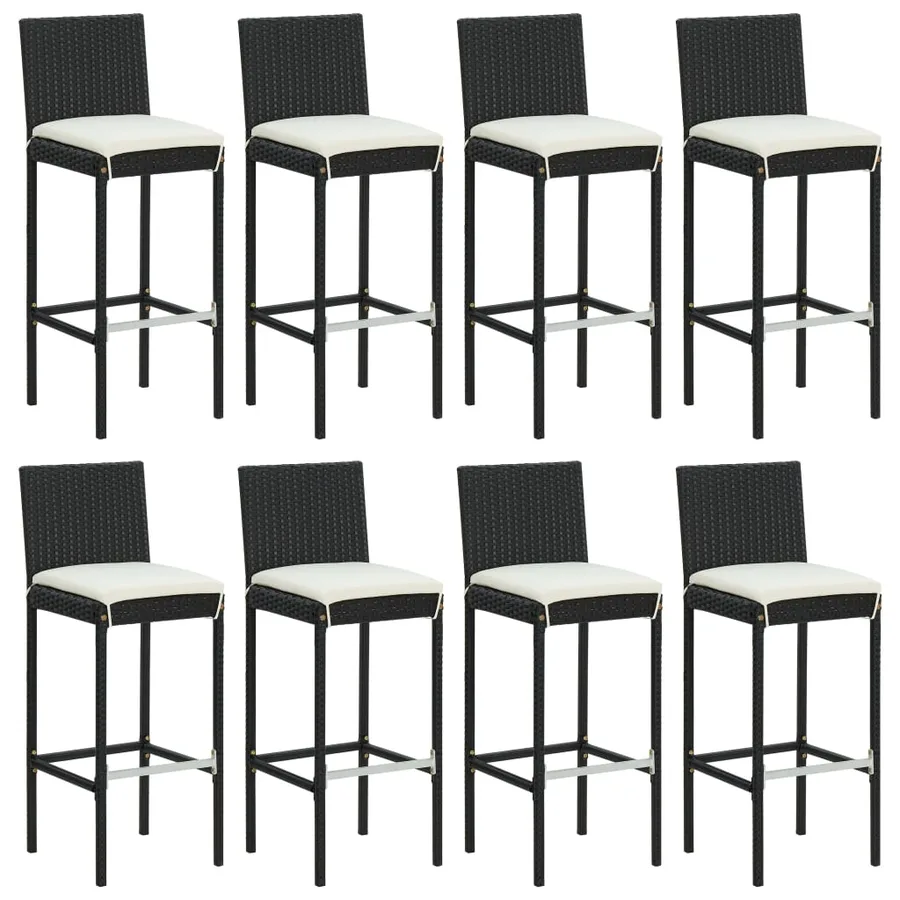 Ensemble de bar de jardin 9 pcs avec coussins noir poly rotin - 4