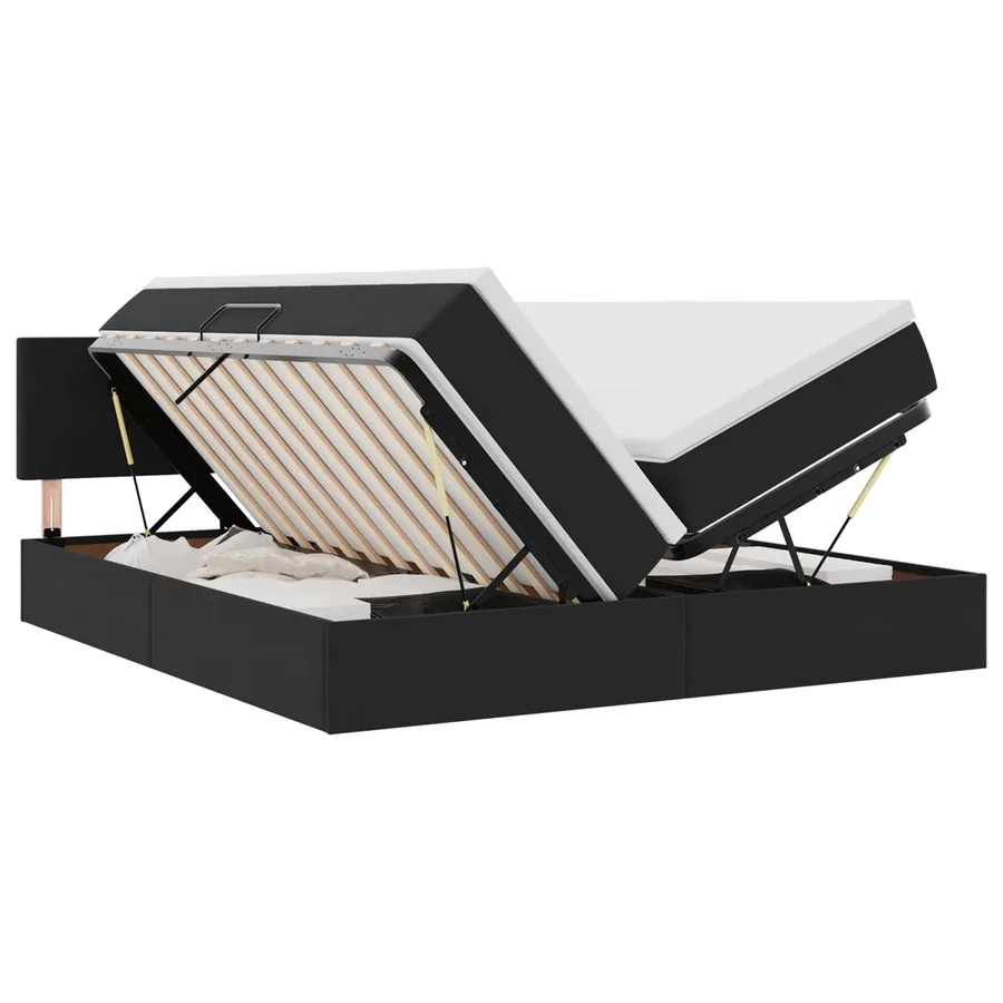 Lit de Rangement avec tête de lit Noir 90 x 200 cm - 2