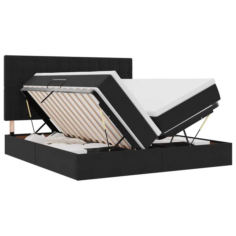 Lit de rangement LED avec matelas Noir 180 x 200 cm Velours - 2