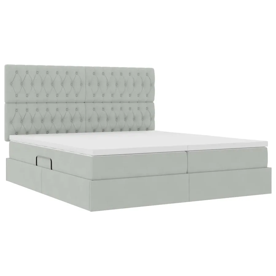 Lit de Rangement avec stockage Gris clair 180 x 200 cm Velours - 5