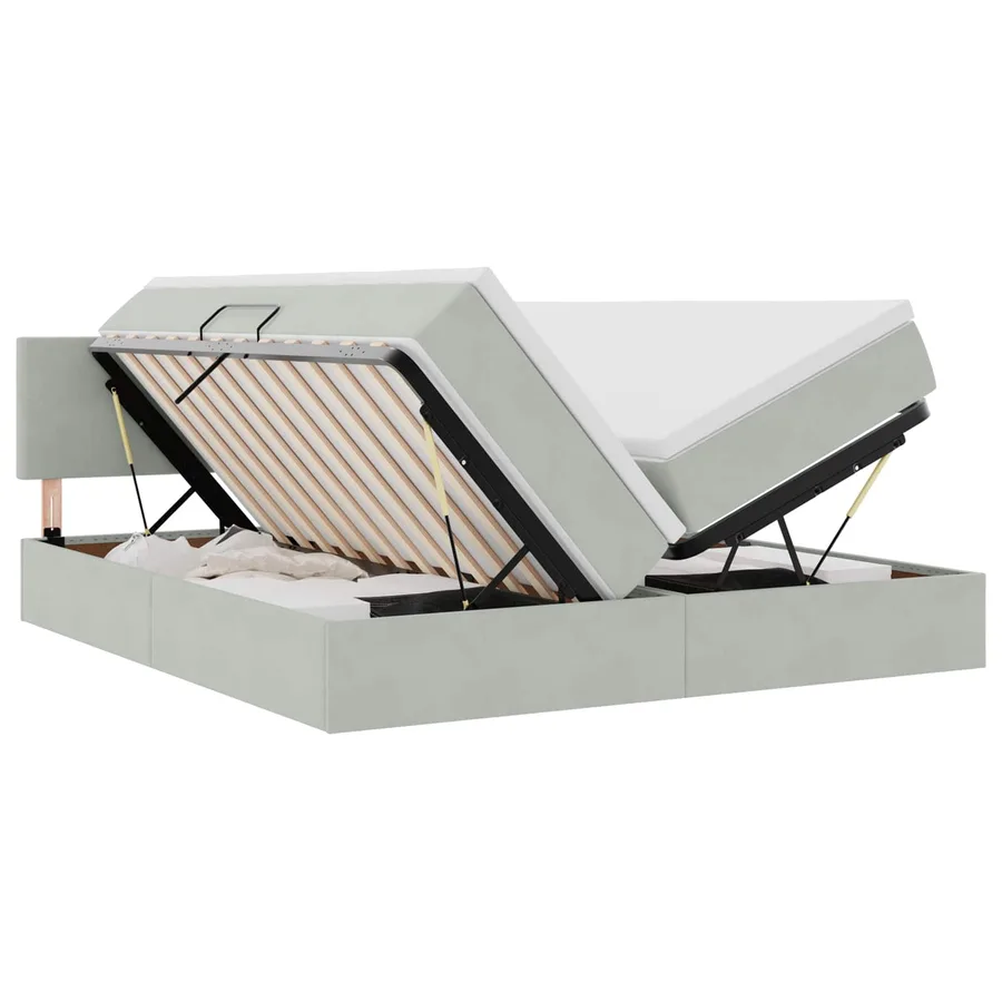Lit de Rangement avec matelas Gris clair 90 x 200 cm - 2