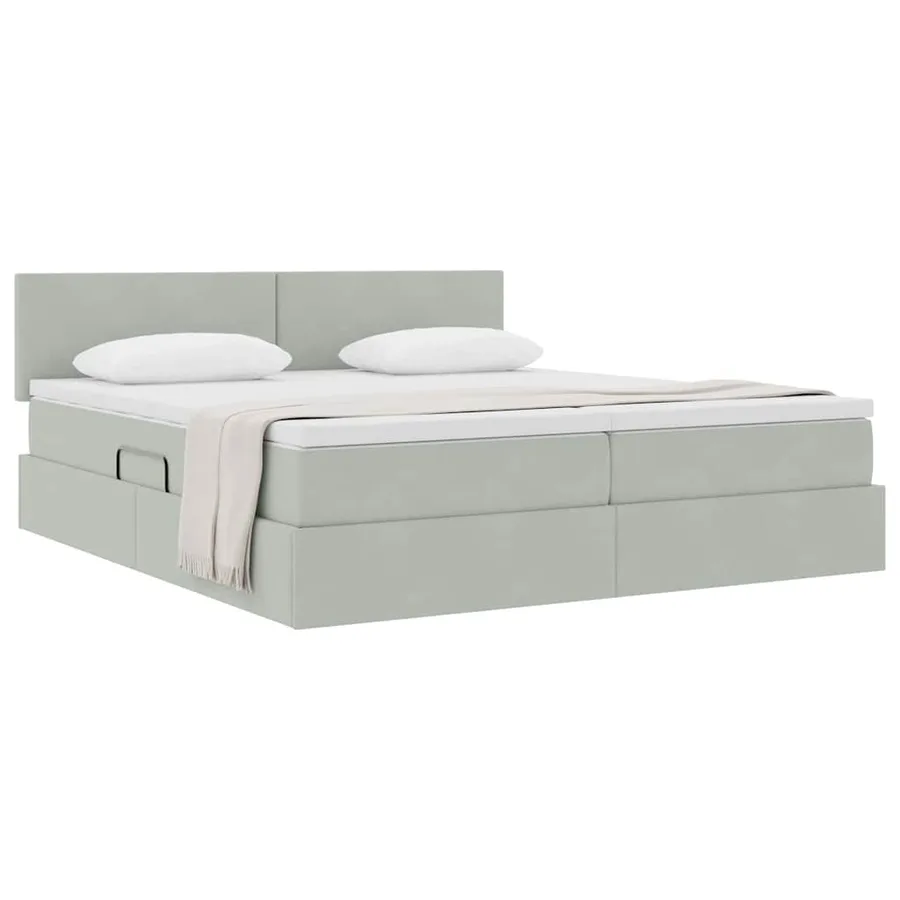 Lit de Rangement avec matelas Gris clair 90 x 200 cm - 3