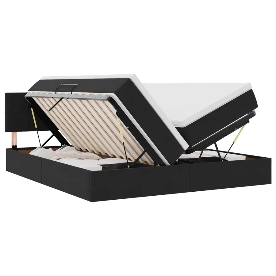 Lit de Rangement avec matelas avec tête de lit Noir 90 x 200 cm - 2