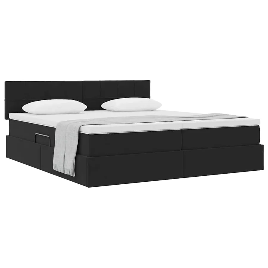 Lit de Rangement avec matelas avec tête de lit Noir 90 x 200 cm - 3