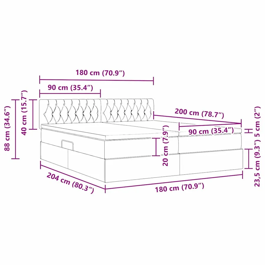 Lit de rangement LED avec matelas Gris clair 180 x 200 cm - 18