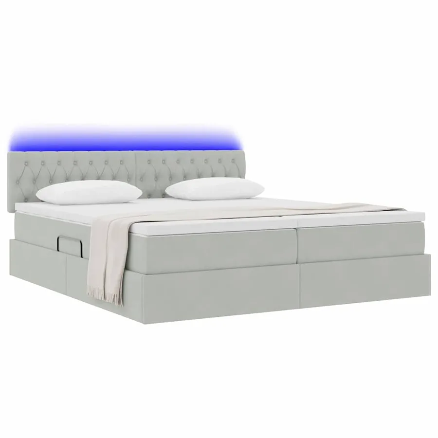Lit de rangement LED avec matelas Gris clair 180 x 200 cm - 3
