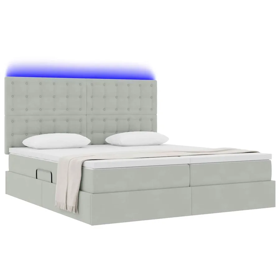 Lit de rangement LED avec matelas Gris clair 180 x 200 cm - 3