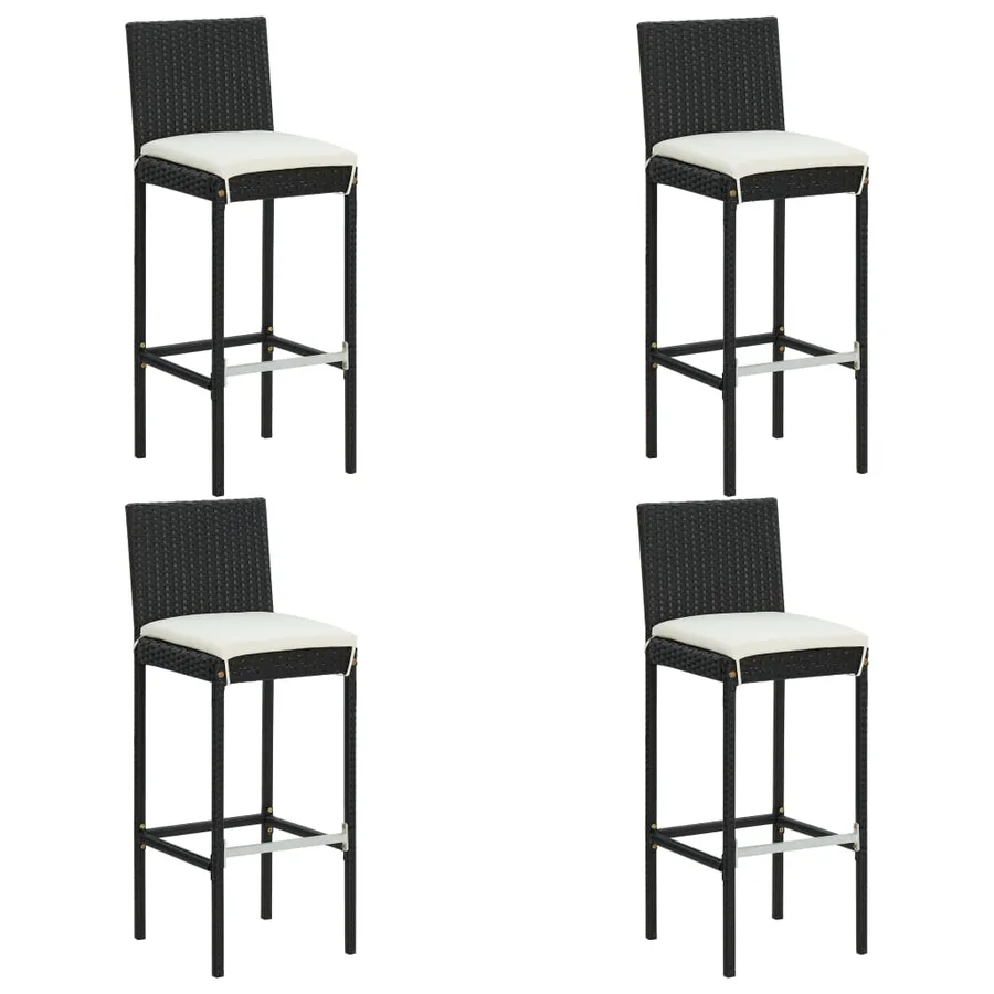 Ensemble de bar de jardin avec coussins 5 pcs Noir - 8