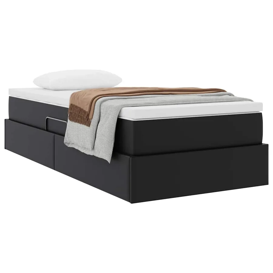 Lit avec rangement et matelas Noir 90 x 190 cm Simili cuir - 3