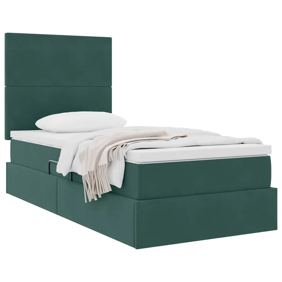 Lit avec rangement et matelas Vert foncé 90 x 200 cm Velours - 3