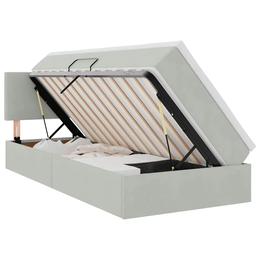 Lit de rangement LED avec matelas Gris clair 90 x 200 cm - 2