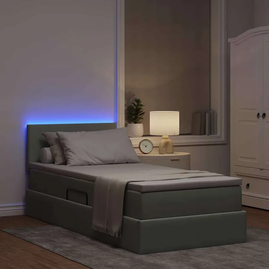 Lit de rangement LED avec matelas Gris clair 90 x 200 cm - 5