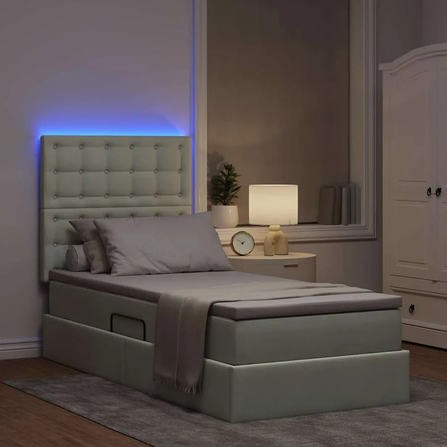 Lit de rangement LED avec matelas Gris clair 90 x 200 cm - 5