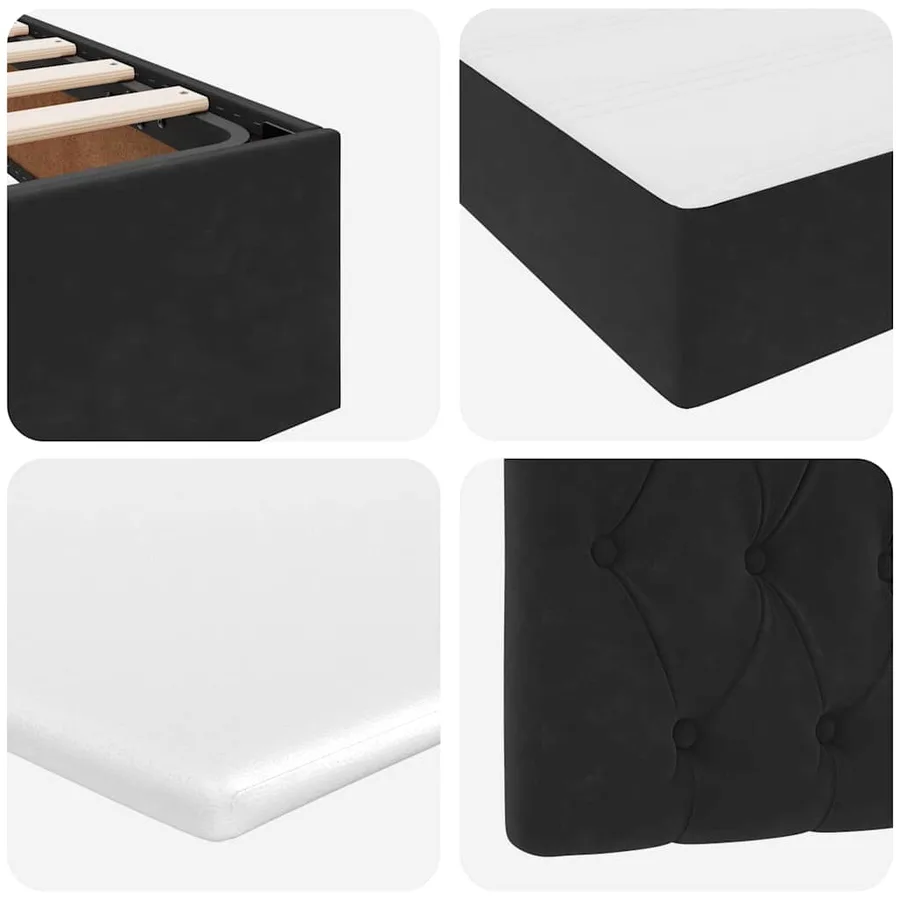 Lit de rangement LED avec matelas Noir 90 x 200 cm Velours - 13