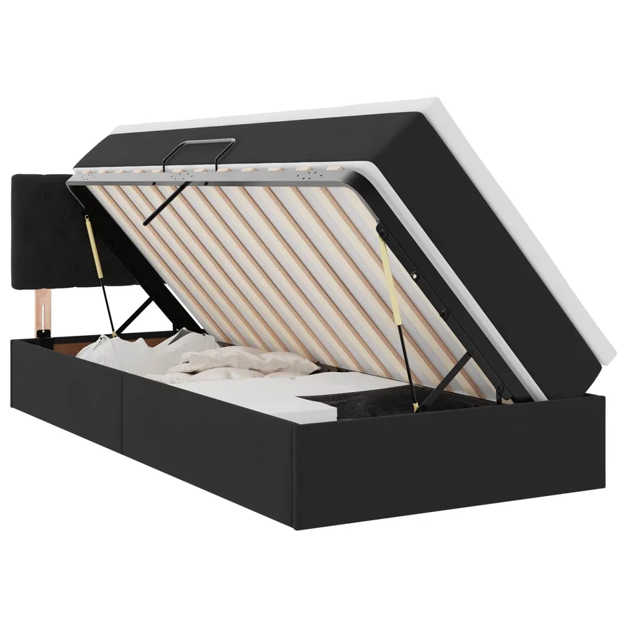 Lit de rangement LED avec matelas Noir 90 x 200 cm Velours - 2