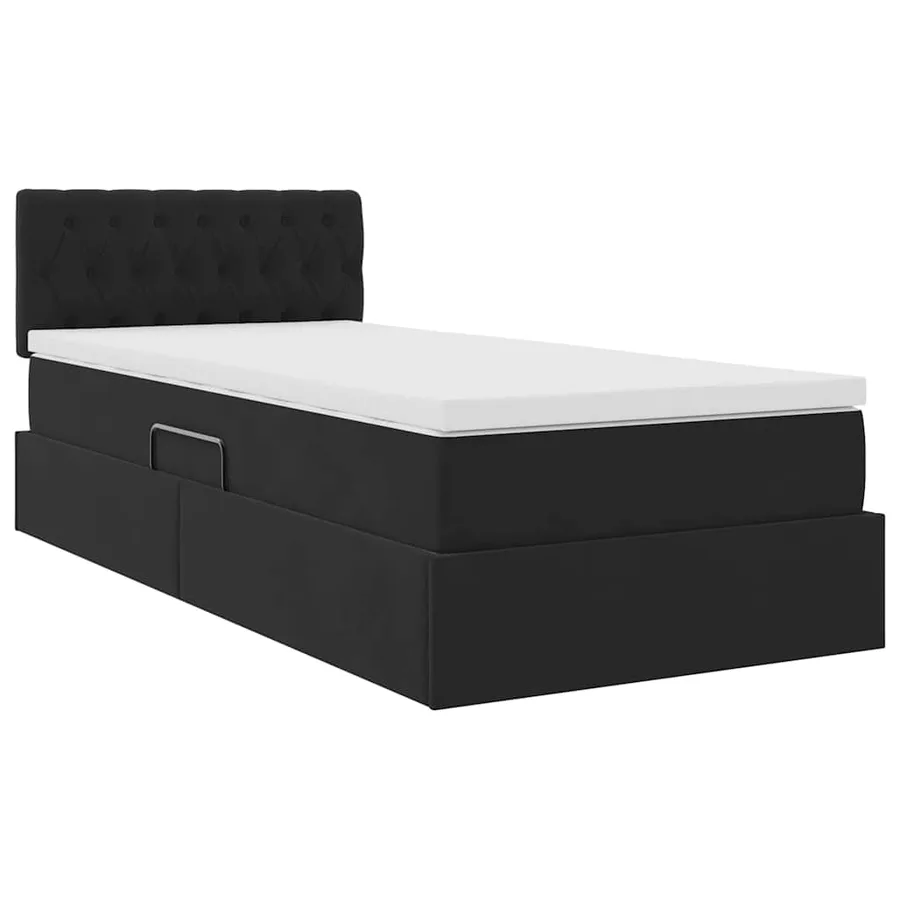 Lit de rangement LED avec matelas Noir 90 x 200 cm Velours - 6