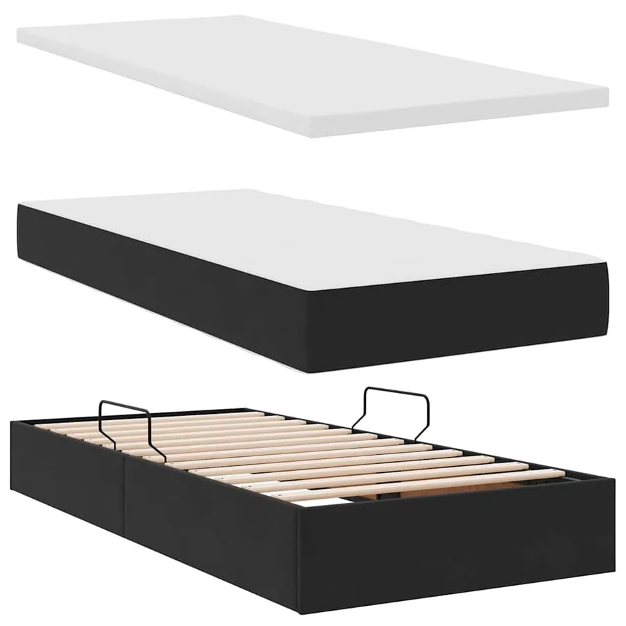 Lit de rangement LED avec matelas Noir 90 x 200 cm Velours - 9