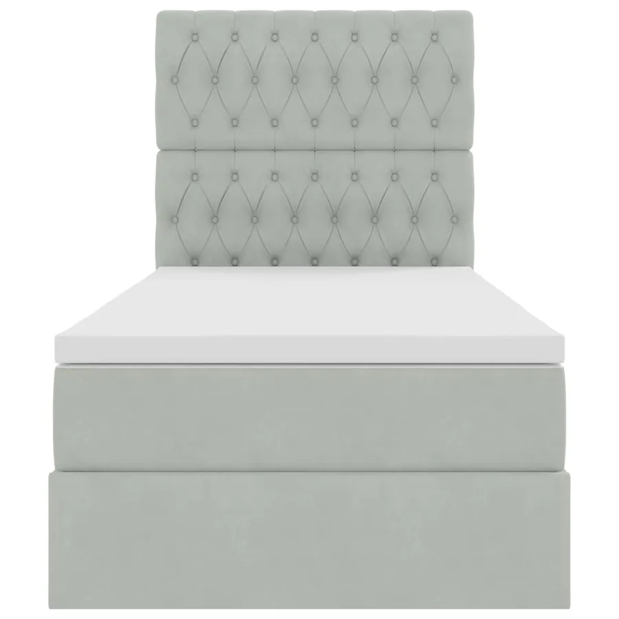 Lit avec rangement et matelas Gris clair 90 x 200 cm Velours - 7